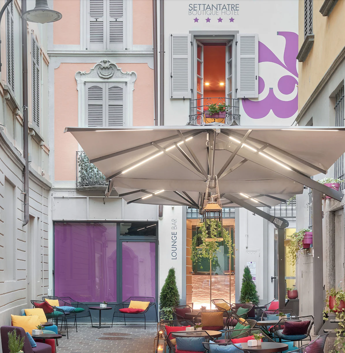 73 Boutique Hotel colorful courtyard lounge