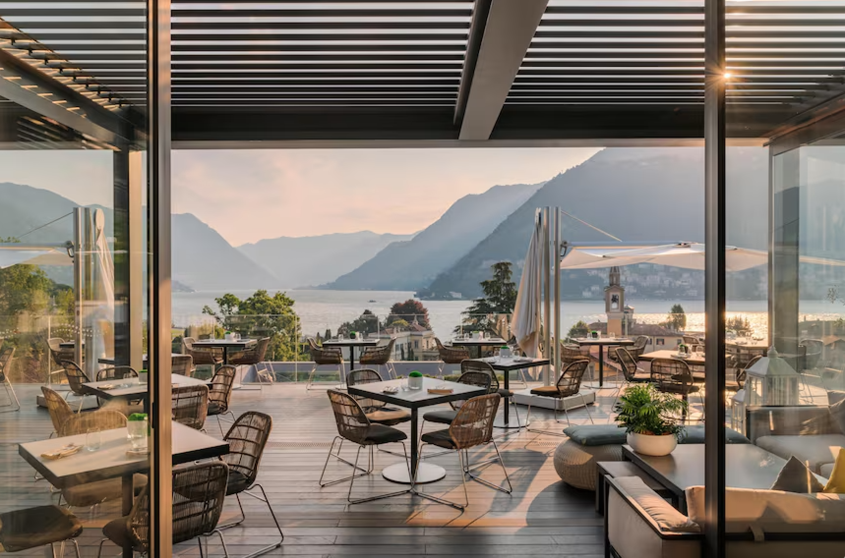 Hilton Lake Como rooftop terrace lake view
