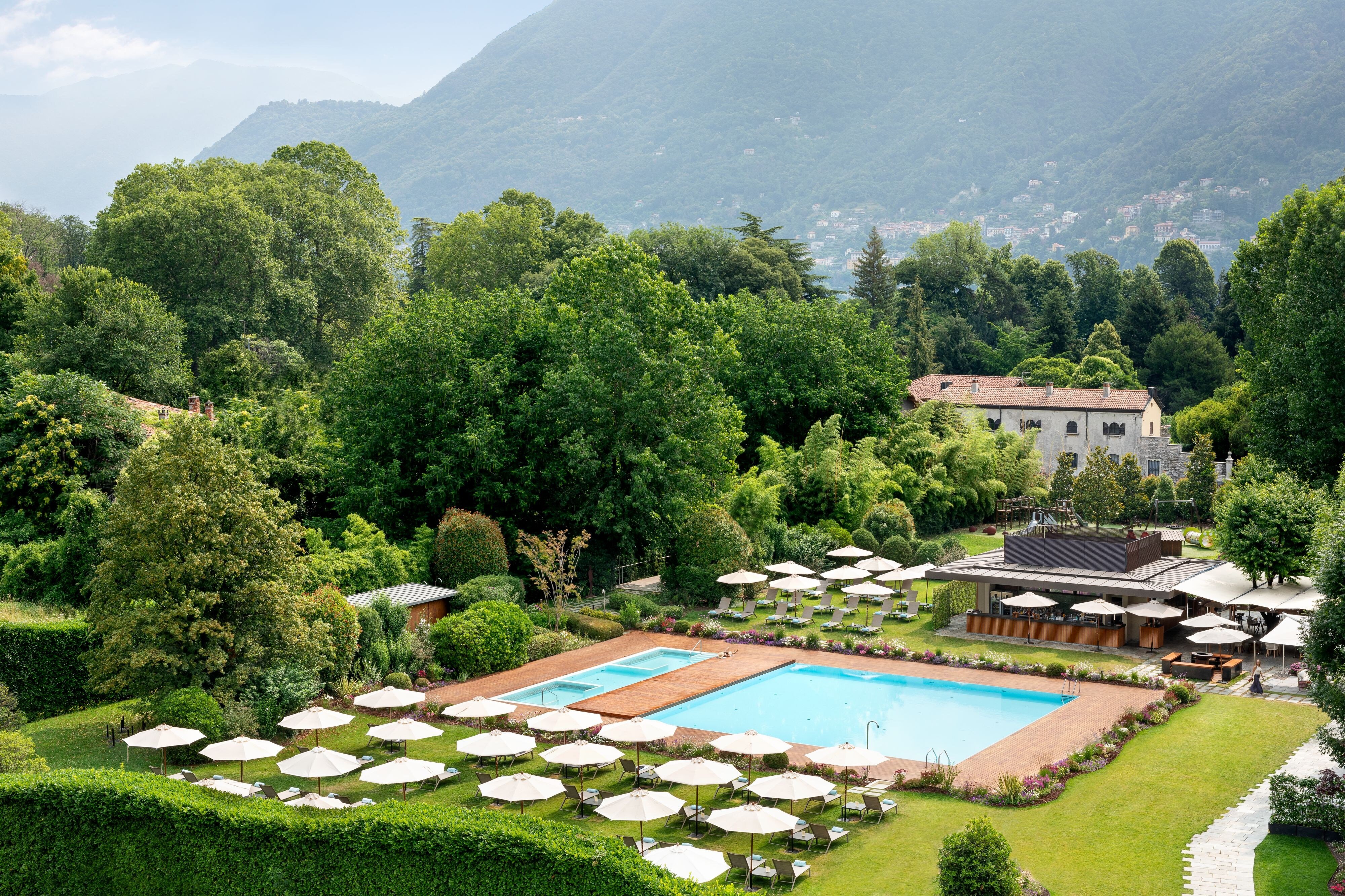 Sheraton Lake Como aerial pool and gardens